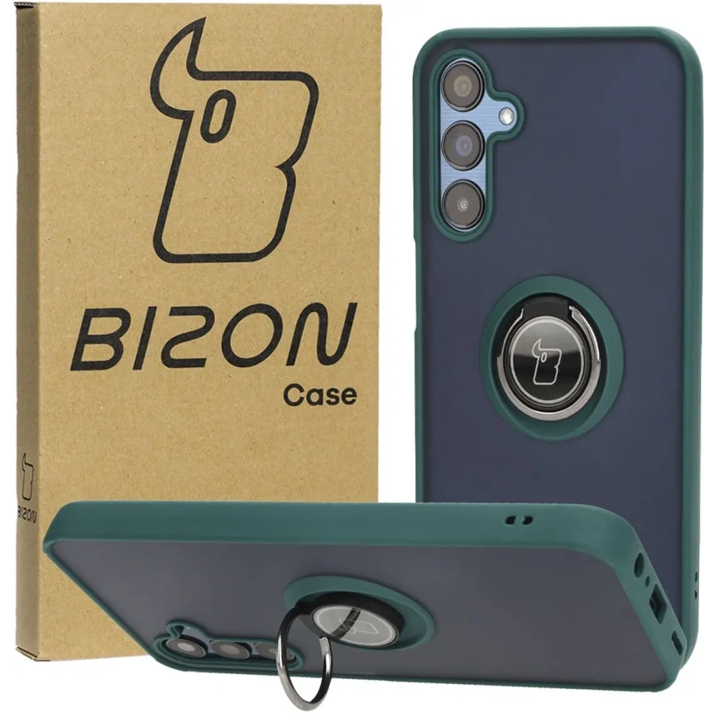 Hurtownia GSM - Bizon Case Hybrid Ring Samsung Galaxy M15 5G fumuriu cu un cadru verde închis - BIZ5578 - {ean13} - Hurt