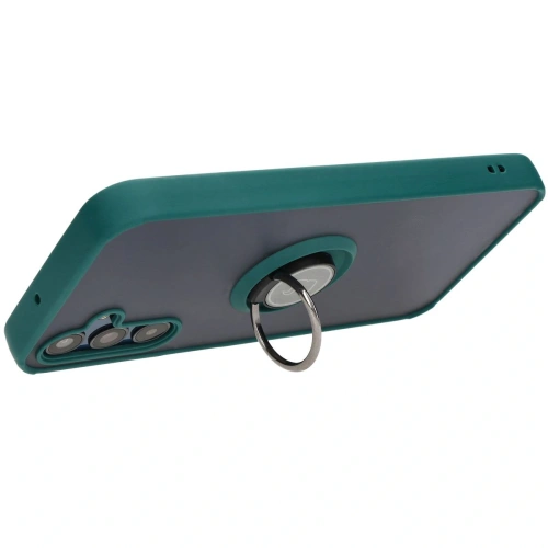 Etui z uchwytem na palec Bizon Case Hybrid Ring do Samsung Galaxy M15 5G przydymione z ciemnozieloną ramką