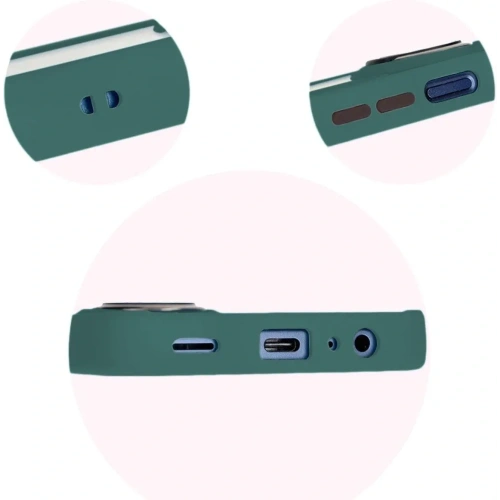 Etui z uchwytem na palec Bizon Case Hybrid Ring do Samsung Galaxy M15 5G przydymione z ciemnozieloną ramką