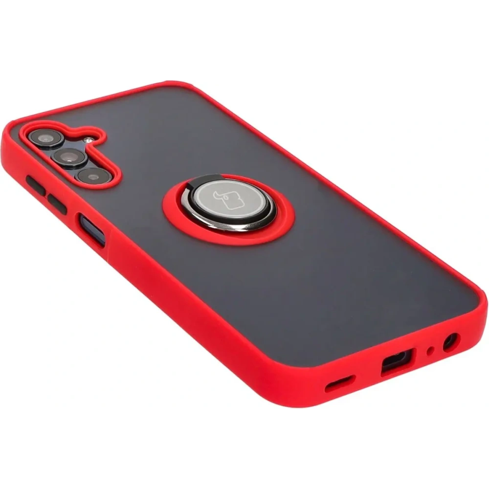 Hurtownia GSM - Etui s úchopem na prst Bizon Case Hybrid Ring do Samsung Galaxy M15 5G kouřové s červeným rámečkem - BIZ5008 - {ean13} - Hurt
