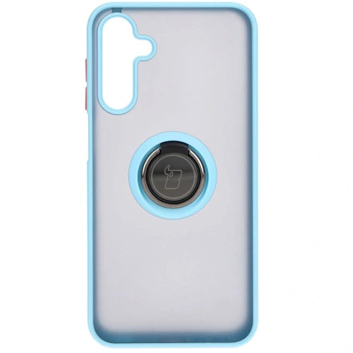 Etui z uchwytem na palec Bizon Case Hybrid Ring do Samsung Galaxy M15 5G przydymione z jasnoniebieską ramką