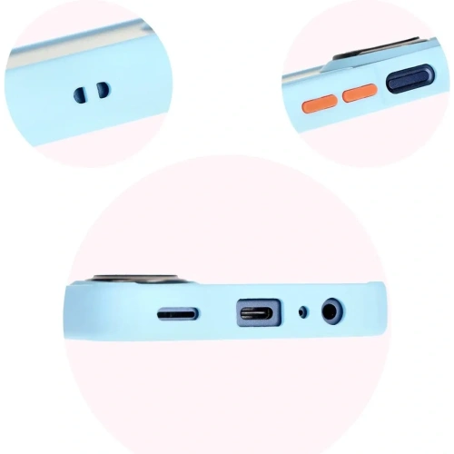 Etui z uchwytem na palec Bizon Case Hybrid Ring do Samsung Galaxy M15 5G przydymione z jasnoniebieską ramką