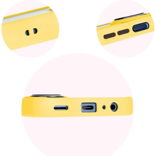 Etui z uchwytem na palec Bizon Case Hybrid Ring do Samsung Galaxy M15 5G przydymione z żółtą ramką