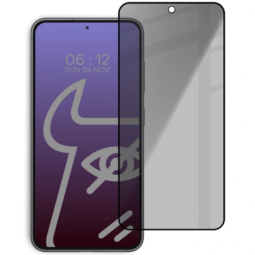 Prywatyzujące szkło hartowane Bizon Glass Edge Shadow do Samsung Galaxy S23 przyciemniane z czarną ramką