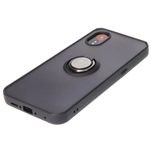 Etui z uchwytem na palec Bizon Case Hybrid Ring do Samsung Galaxy Xcover7 przydymione z czarną ramką