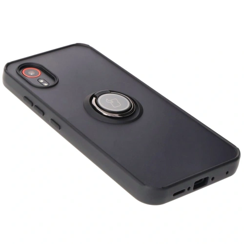 Etui z uchwytem na palec Bizon Case Hybrid Ring do Samsung Galaxy Xcover7 przydymione z czarną ramką