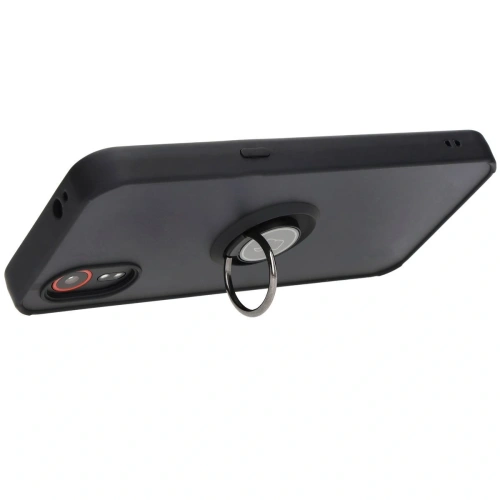Etui z uchwytem na palec Bizon Case Hybrid Ring do Samsung Galaxy Xcover7 przydymione z czarną ramką