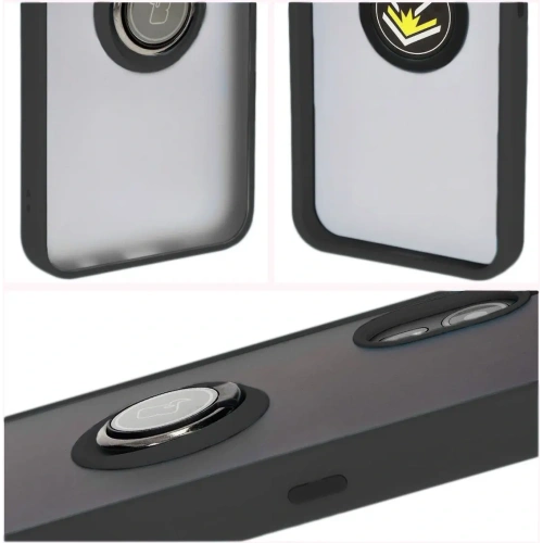 Etui z uchwytem na palec Bizon Case Hybrid Ring do Samsung Galaxy Xcover7 przydymione z czarną ramką