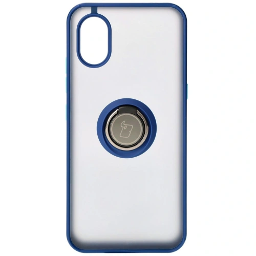 Etui z uchwytem na palec Bizon Case Hybrid Ring do Samsung Galaxy Xcover7 przydymione z granatową ramką