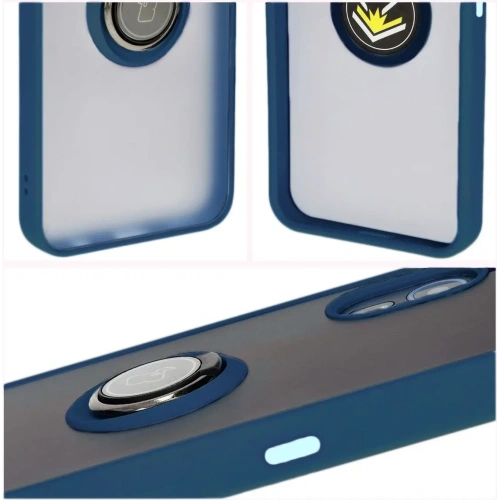 Etui z uchwytem na palec Bizon Case Hybrid Ring do Samsung Galaxy Xcover7 przydymione z granatową ramką