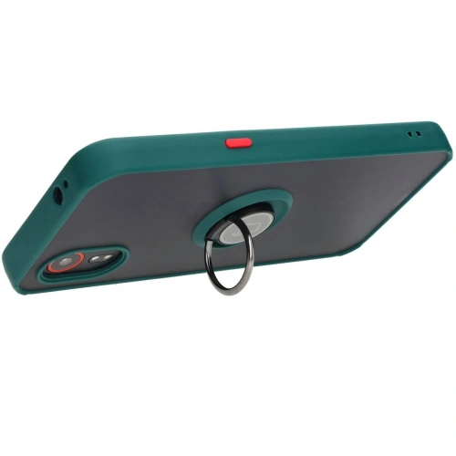 Etui z uchwytem na palec Bizon Case Hybrid Ring do Samsung Galaxy Xcover7 przydymione z ciemnozieloną ramką