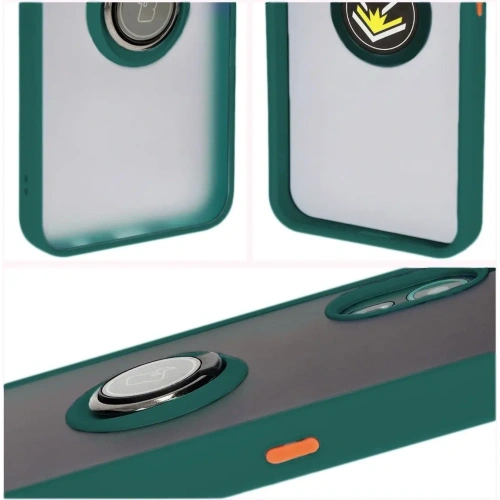 Etui z uchwytem na palec Bizon Case Hybrid Ring do Samsung Galaxy Xcover7 przydymione z ciemnozieloną ramką