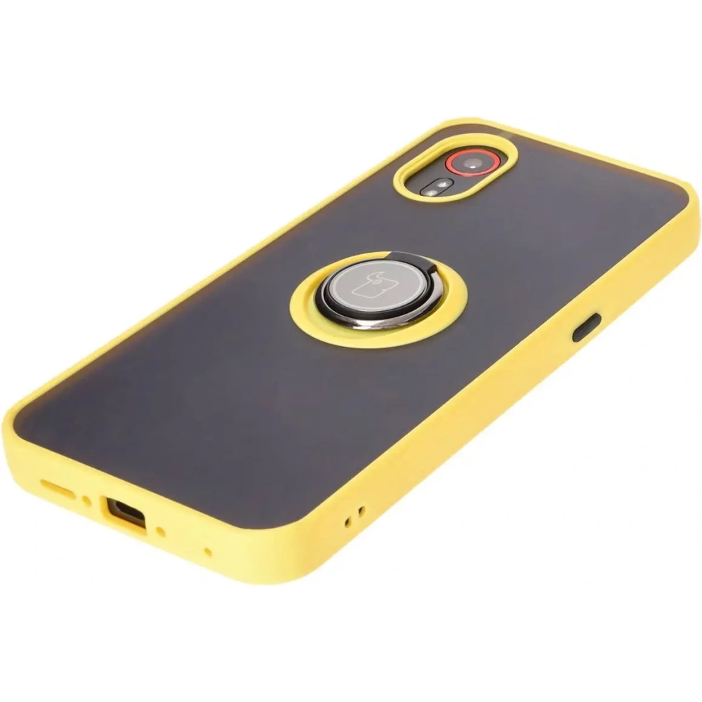 Hurtownia GSM - Etui s úchopem na prst Bizon Case Hybrid Ring do Samsung Galaxy Xcover7 kouřové se žlutým rámečkem - BIZ5627 - {ean13} - Hurt