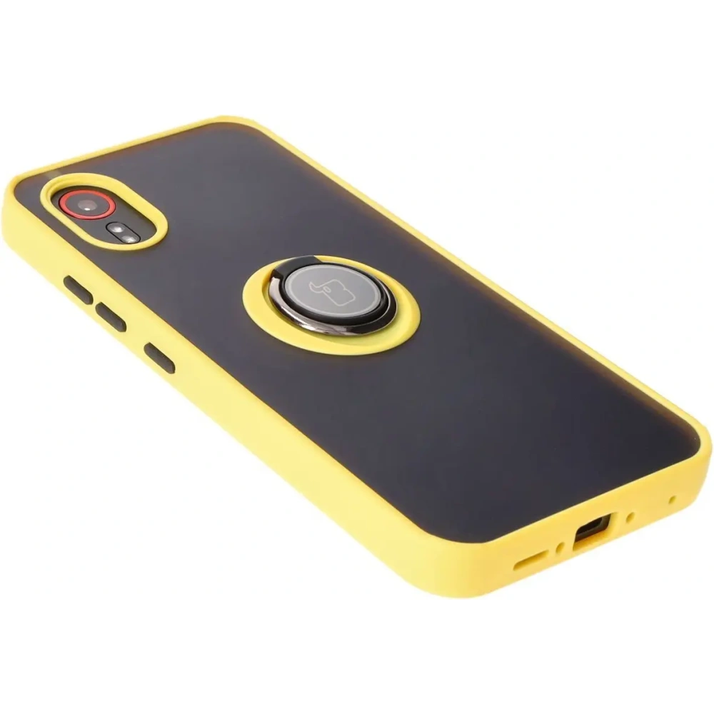 Hurtownia GSM - Etui s úchopem na prst Bizon Case Hybrid Ring do Samsung Galaxy Xcover7 kouřové se žlutým rámečkem - BIZ5627 - {ean13} - Hurt