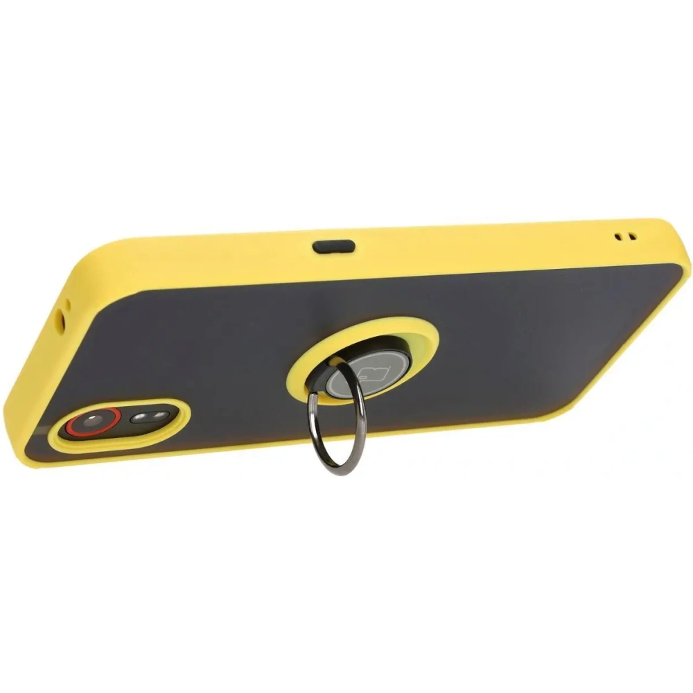 Hurtownia GSM - Etui s úchopem na prst Bizon Case Hybrid Ring do Samsung Galaxy Xcover7 kouřové se žlutým rámečkem - BIZ5627 - {ean13} - Hurt