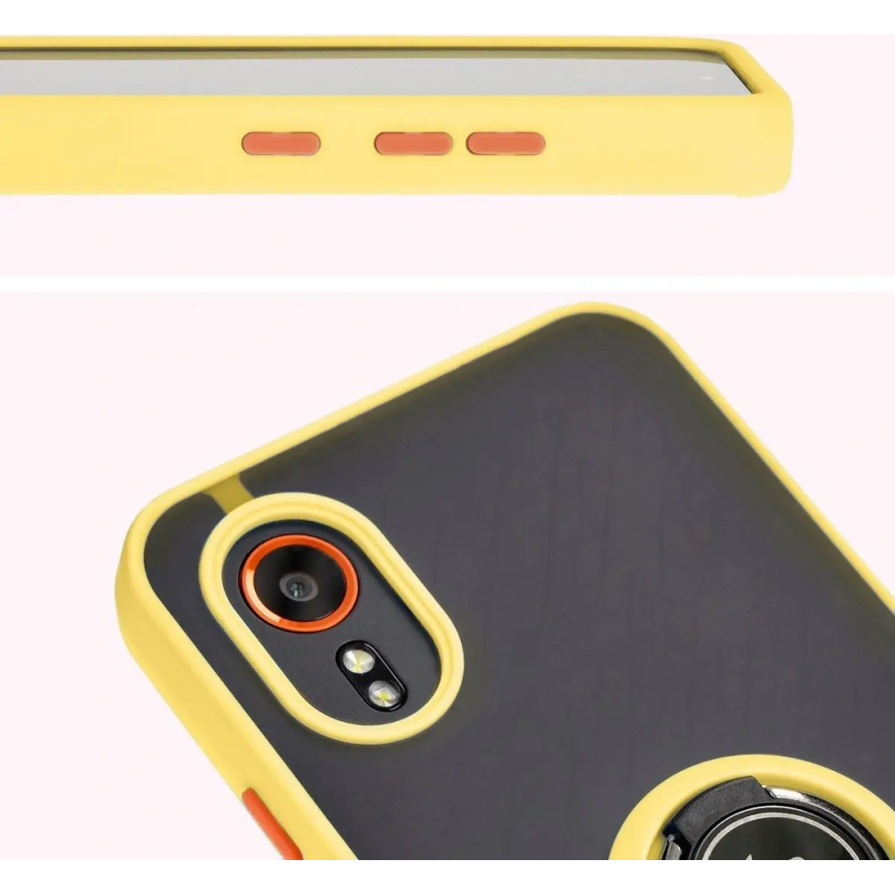 Hurtownia GSM - Etui s úchopem na prst Bizon Case Hybrid Ring do Samsung Galaxy Xcover7 kouřové se žlutým rámečkem - BIZ5627 - {ean13} - Hurt