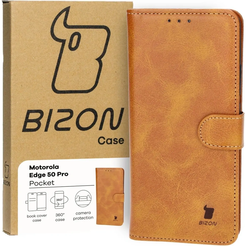 Hurtownia GSM - Etui z klapką Bizon Case Pocket do Motorola Edge 50 Pro brązowe - BIZ5628 - {ean13} - Hurt