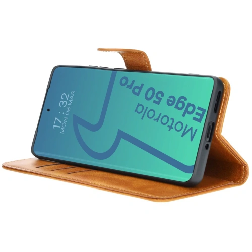 Etui z klapką Bizon Case Pocket do Motorola Edge 50 Pro brązowe