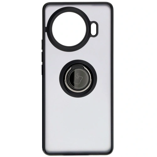 Etui z uchwytem na palec Bizon Case Hybrid Ring do Tecno Spark 20 Pro+ przydymione z czarną ramką