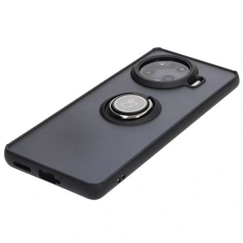 Etui z uchwytem na palec Bizon Case Hybrid Ring do Tecno Spark 20 Pro+ przydymione z czarną ramką