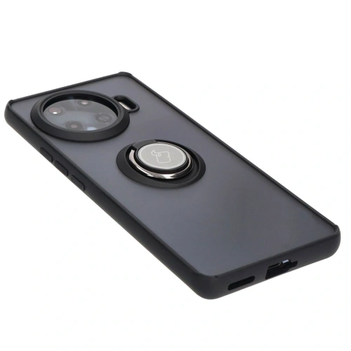 Etui z uchwytem na palec Bizon Case Hybrid Ring do Tecno Spark 20 Pro+ przydymione z czarną ramką
