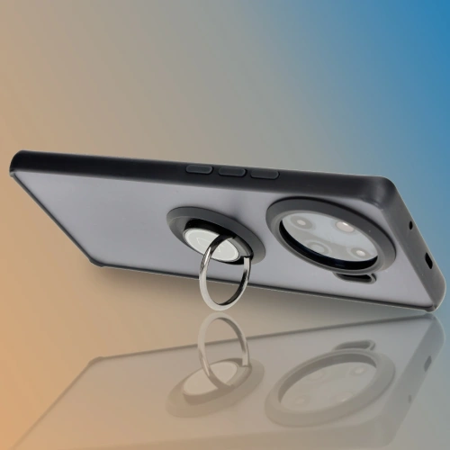 Etui z uchwytem na palec Bizon Case Hybrid Ring do Tecno Spark 20 Pro+ przydymione z czarną ramką