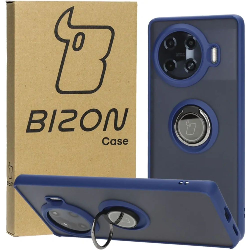 Hurtownia GSM - Bizon Case Hybrid Gyűrű Tecno Spark 20 Pro+ füstös színben, tengerészkék kerettel - BIZ5633 - {ean13} - Hurt