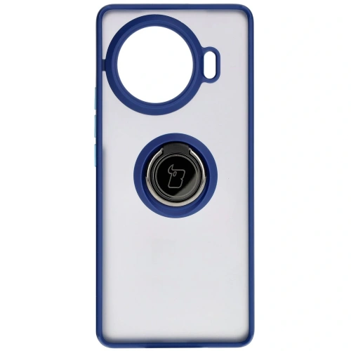 Etui z uchwytem na palec Bizon Case Hybrid Ring do Tecno Spark 20 Pro+ przydymione z granatową ramką