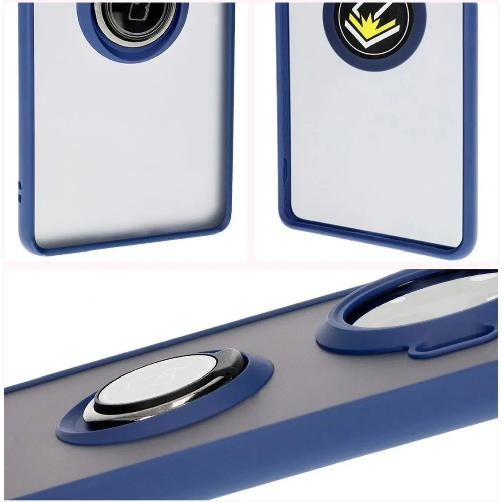Hurtownia GSM - Bizon Case Hybrid Gyűrű Tecno Spark 20 Pro+ füstös színben, tengerészkék kerettel - BIZ5633 - {ean13} - Hurt