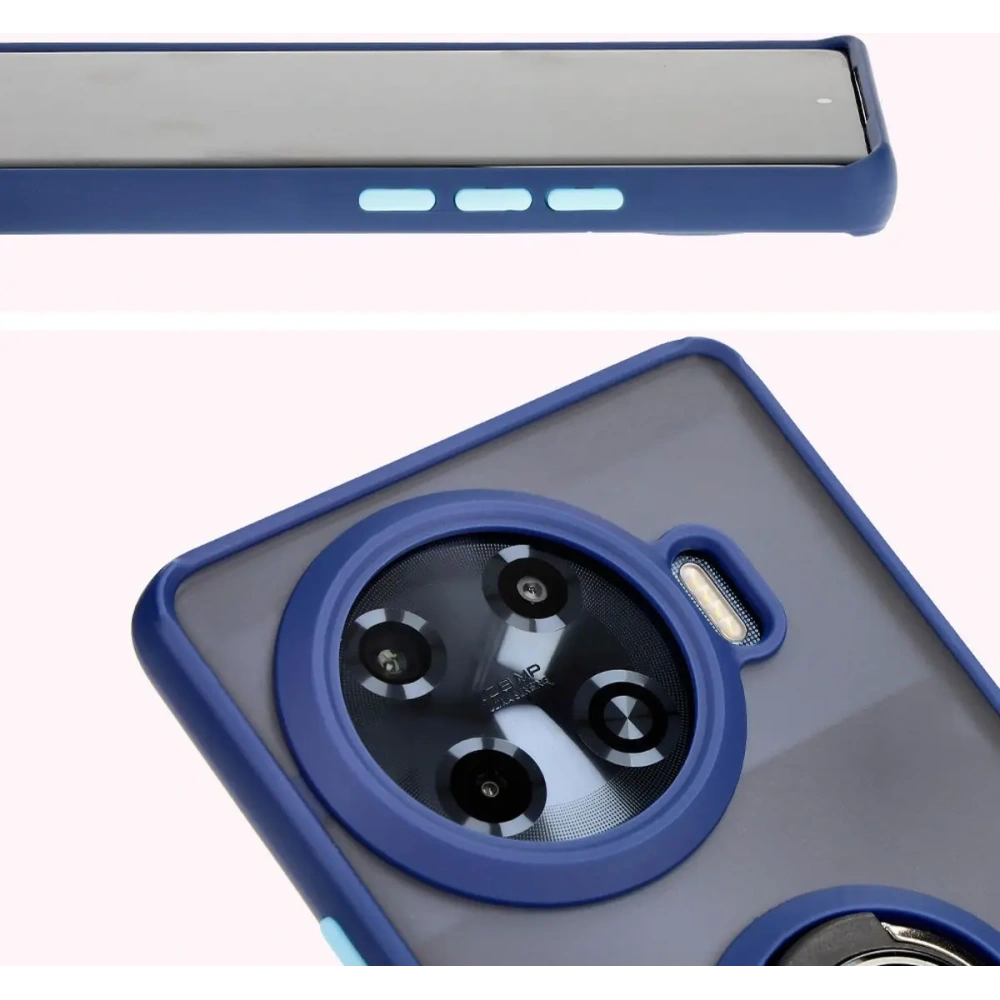 Hurtownia GSM - Bizon Case Hybrid Gyűrű Tecno Spark 20 Pro+ füstös színben, tengerészkék kerettel - BIZ5633 - {ean13} - Hurt