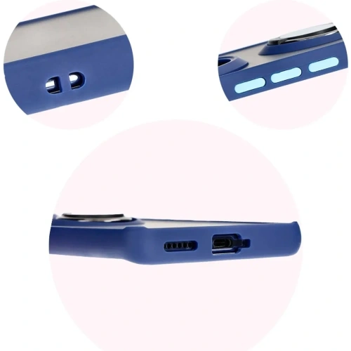 Etui z uchwytem na palec Bizon Case Hybrid Ring do Tecno Spark 20 Pro+ przydymione z granatową ramką