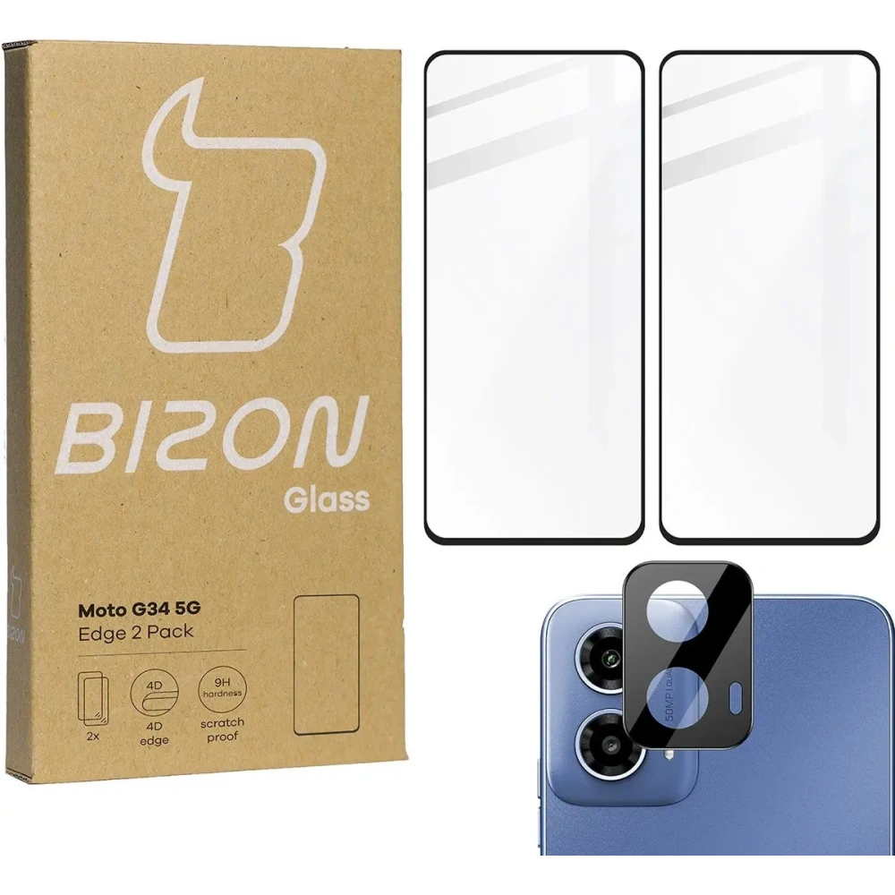Hurtownia GSM - BIZON Edge 2x képernyő üveg + kamera üveg Motorola Moto G34 5G - BIZ5665 - {ean13} - Hurt