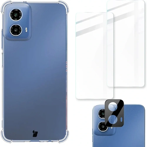 Etui + 2x szkło na ekran + obiektyw Bizon Case Clear Pack do Motorola Moto G34 5G przezroczyste
