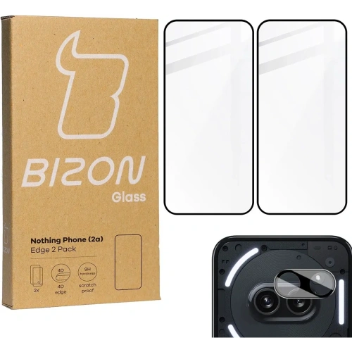 2x Szkło na ekran + szkło na aparat BIZON Edge do Nothing Phone (2a)