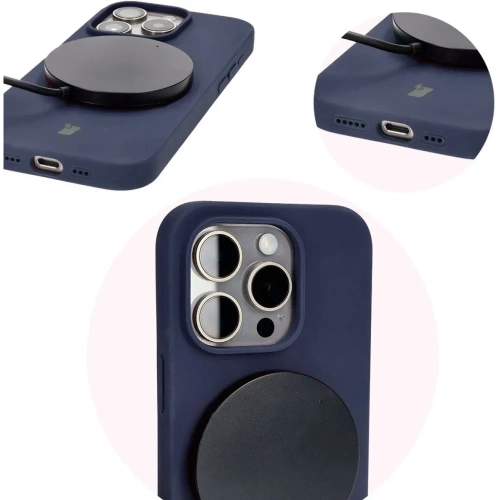 Silikonowe etui Bizon Soft Case do Apple iPhone 15 Pro ciemnoniebieskie