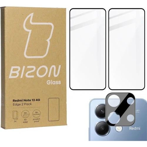 2x Szkło na ekran + szkło na aparat BIZON Edge do Xiaomi Redmi Note 13 4G