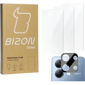3x Szkło na ekran + szkło na aparat BIZON Clear do Xiaomi Redmi Note 13 4G