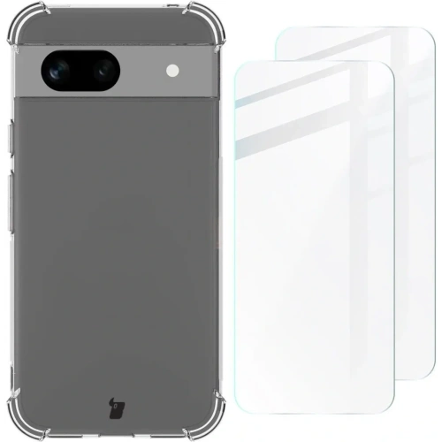 Etui + 2x szkło na ekran Bizon Case Clear Pack do Google Pixel 8a przezroczyste