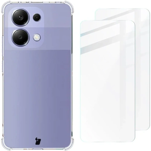 Etui + 2x szkło na ekran Bizon Case Clear Pack do Xiaomi Redmi Note 13 4G przezroczyste
