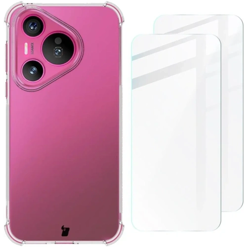 Etui + 2x szkło na ekran Bizon Case Clear Pack do Huawei Pura 70 przezroczyste