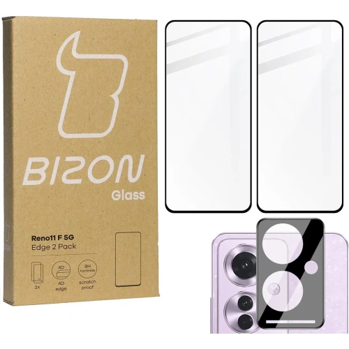 2x Szkło na ekran + szkło na aparat BIZON Edge do Oppo Reno11 F 5G
