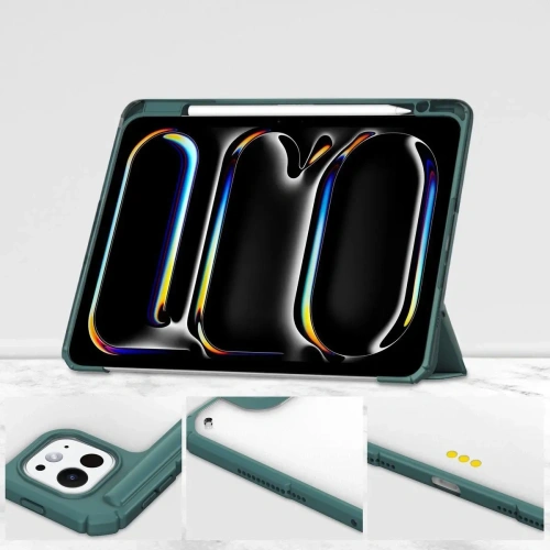Etui Bizon Case Tab Clear Matt do iPad Pro 13" 7 gen. 2024 ciemnozielone