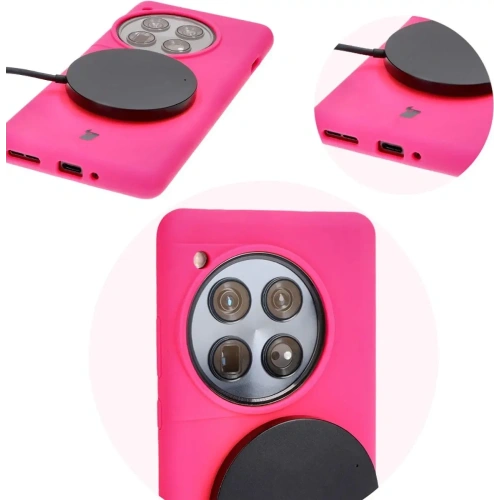 Silikonowe etui Bizon Soft Case do OnePlus 12 neonowo-różowe