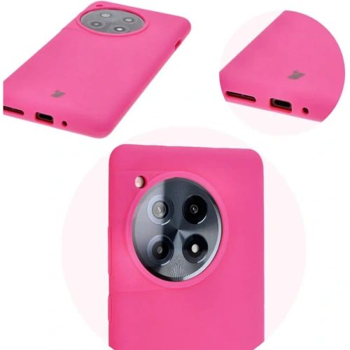 Silikonowe etui Bizon Soft Case do OnePlus 12R neonowo-różowe