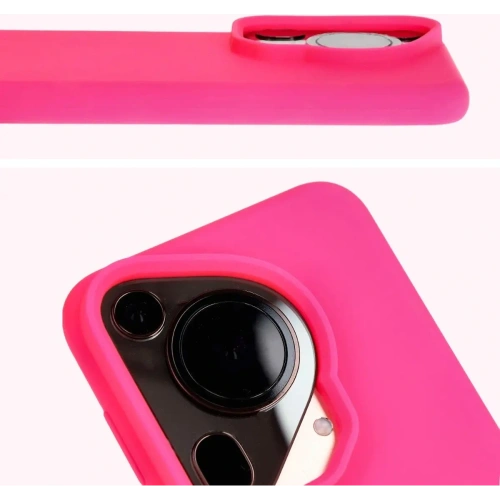 Silikonowe etui Bizon Soft Case do Huawei Pura 70 neonowo-różowe