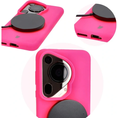 Silikonowe etui Bizon Soft Case do Huawei Pura 70 neonowo-różowe