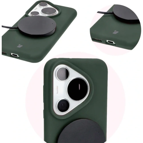 Silikonowe etui Bizon Soft Case do Huawei Pura 70 Pro / Pro+ ciemnozielone