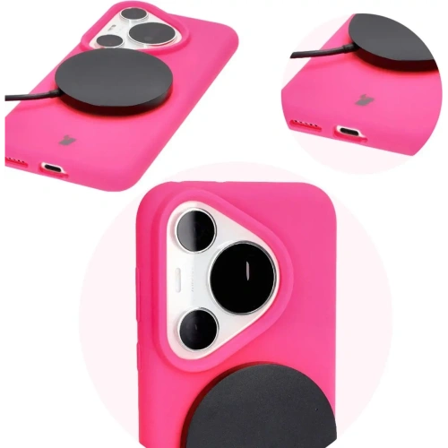 Silikonowe etui Bizon Soft Case do Huawei Pura 70 Pro / Pro+ neonowo-różowe