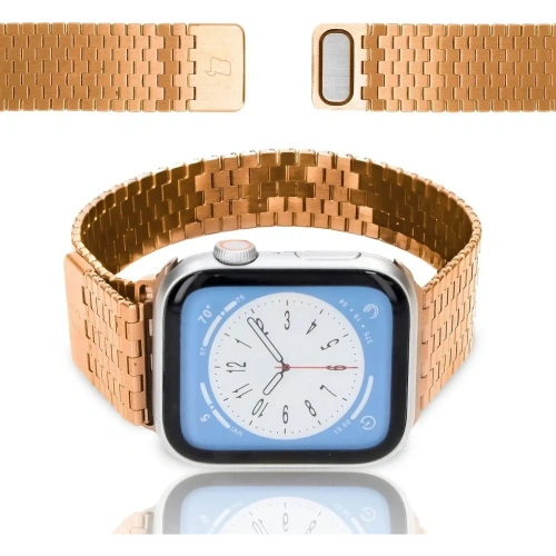 Pasek ze stali nierdzewnej Bizon Strap Watch Titanium do Apple Watch 44/45/46/49 mm różowozłoty