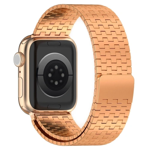 Pasek ze stali nierdzewnej Bizon Strap Watch Titanium do Apple Watch 44/45/46/49 mm różowozłoty